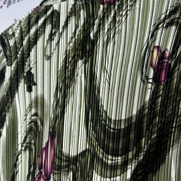 Mini pleats magic scarf top pleated floral green purple stretchy soft shiny luxe - Picture 8 of 11